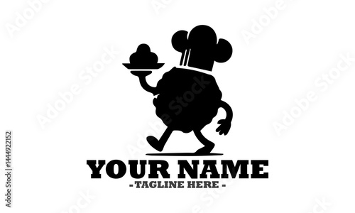 illustration chef meatball cartoon vector design, chef meatball mascot  cartoon character and  chef meatball cartoon logo icon art