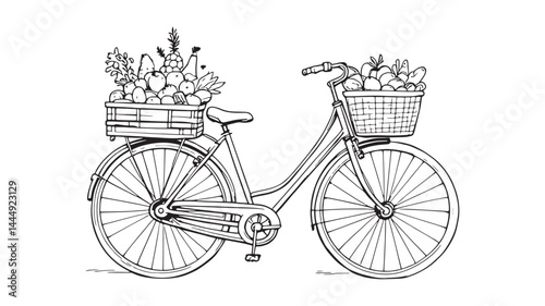 Food Delivery Illustration line art modern digital food delivery design