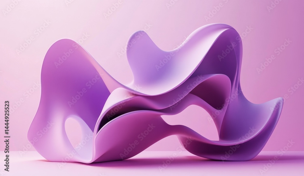 Abstract, flowing, sculpted forms in soft pinks and lavenders