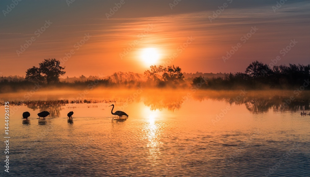 Naklejka premium sunset on the lake