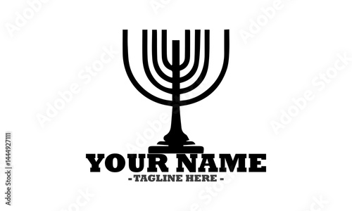 Hanukkah menorah with candles isolated on transparent background, illustration hanukkah menorah concept, hanukkah menorah vector design and logo art