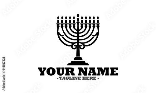 Hanukkah menorah with candles isolated on transparent background, illustration hanukkah menorah concept, hanukkah menorah vector design and logo art