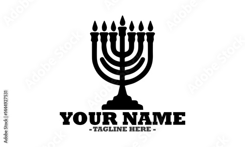 Hanukkah menorah with candles isolated on transparent background, illustration hanukkah menorah concept, hanukkah menorah vector design and logo art