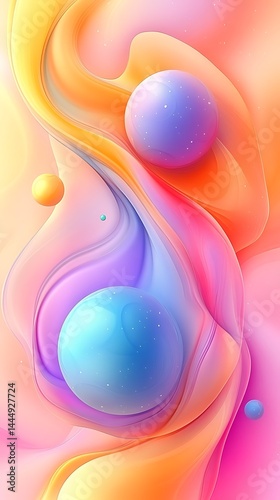 Wallpaper Mural Pastel swirls and spheres Torontodigital.ca