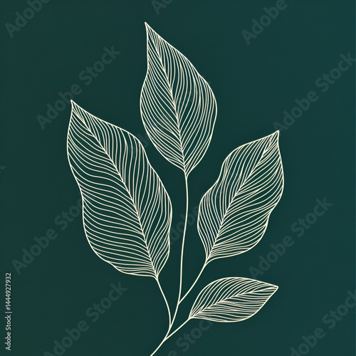 Nature illustrations leaf patterns on dark background graphic design minimalist style modern aesthetic