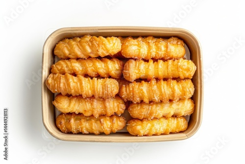 Delicious Golden Fried Potato Twists in Eco-Friendly Container