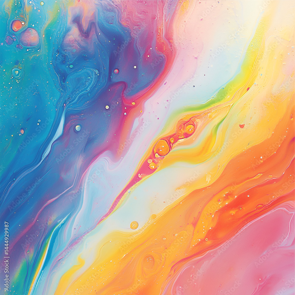 Fototapeta premium Vibrant fluid art creation abstract studio digital artwork colorful environment close-up view creative expression