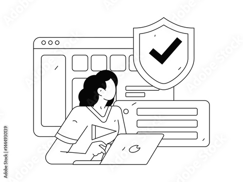 Business network security character flat vector concept operation hand drawn illustration
