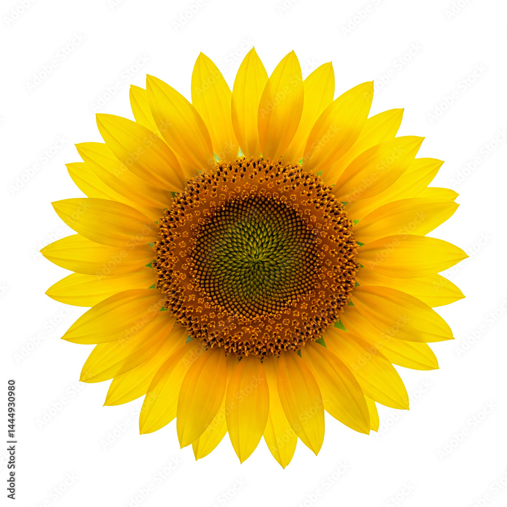 Fototapeta premium Sunflower Blossom Against a Bright Blue Sky with Sun Flare - Symbol of Summer, Joy, and Natural Beauty