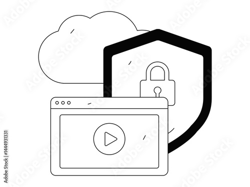 Business network security character flat vector concept operation hand drawn illustration

