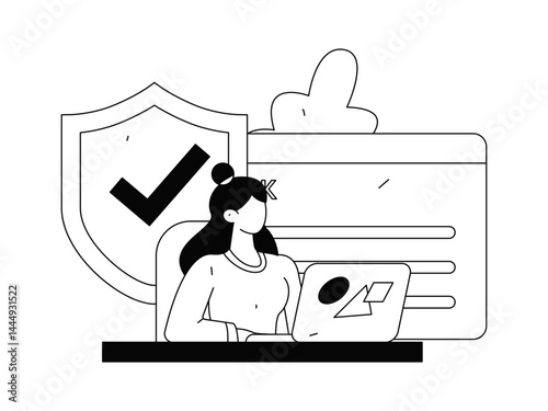 Business network security character flat vector concept operation hand drawn illustration
