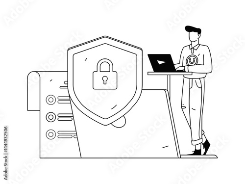 Business network security character flat vector concept operation hand drawn illustration
