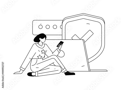 Business network security character flat vector concept operation hand drawn illustration

