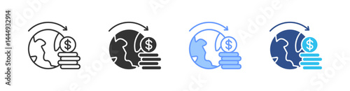 Global Economic Multi Style Icon Set Vector 