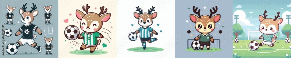 Obraz premium cute deer vector playing ball