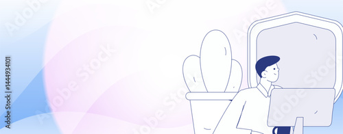 Business network security character flat vector concept operation hand drawn illustration
