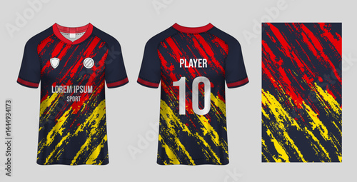 Sports Jersey Template with Abstract Brush Stroke Design