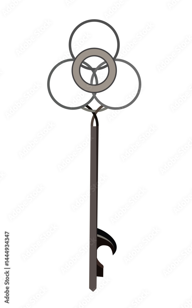 Obraz premium Abstract key design with circular patterns and a sleek handle illustration