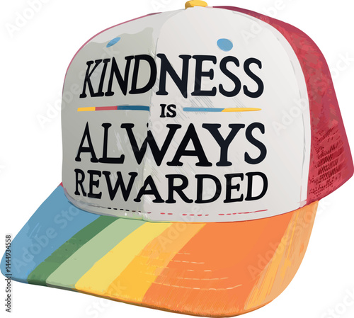 Kindness Is Always Cool Slogan On Baseball Cap Vector Illustration