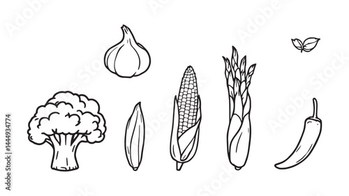 Fresh Vegetables Clipart line art great addition to recipe books