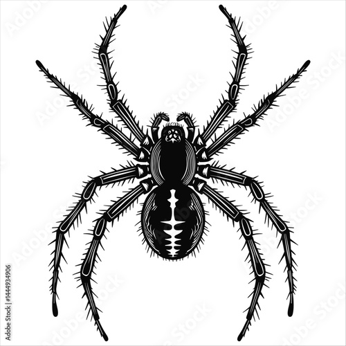 Hairy Spider Close-Up Drawing White Background