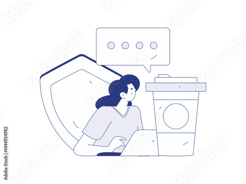 Business network security character flat vector concept operation hand drawn illustration
