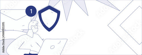 Business network security character flat vector concept operation hand drawn illustration
