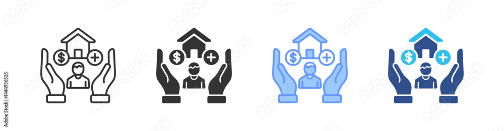 Fototapeta premium Employee Benefits Multi Style Icon Set Vector 
