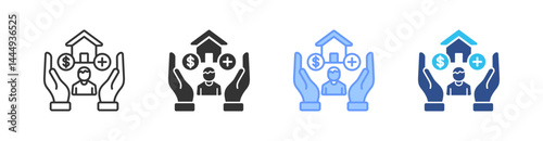 Employee Benefits Multi Style Icon Set Vector 