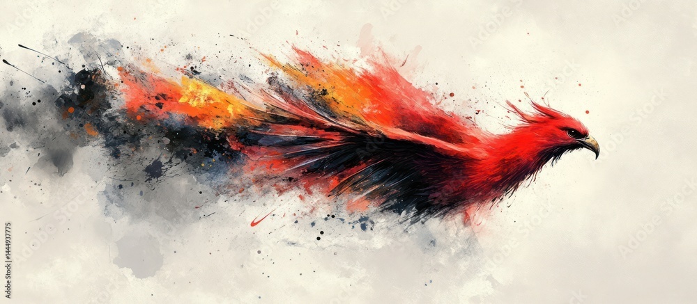 Abstract Fiery Bird in Flight Abstract Fiery Bird in Flight