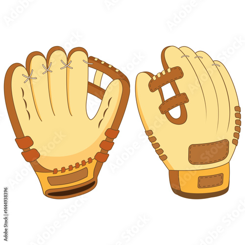Flat Baseball Gloves Icon Pair