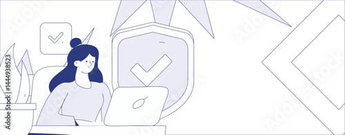 Business network security character flat vector concept operation hand drawn illustration

