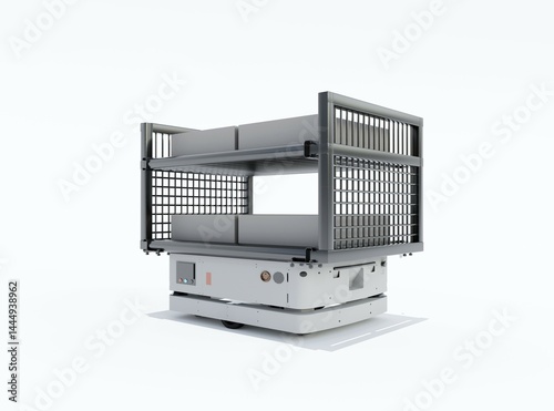 3d rendering illustration of modern drone truck for moving goods on white background with shadow