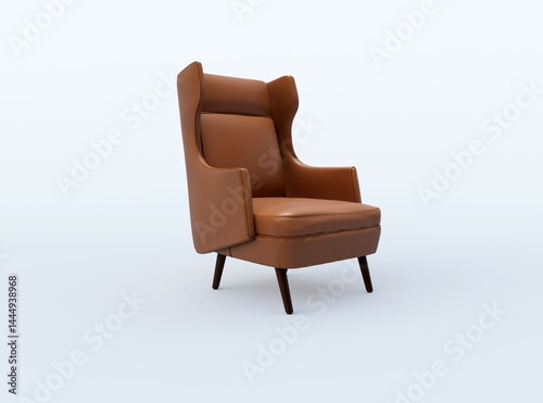 3d rendering illustration of modern leather armchair for interior on white background
