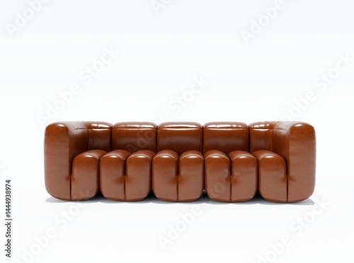 3d rendering illustration of modern leather sofa for interior on white background