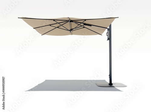3d rendering illustration of modern umbrella for beach holiday on white background with shadow