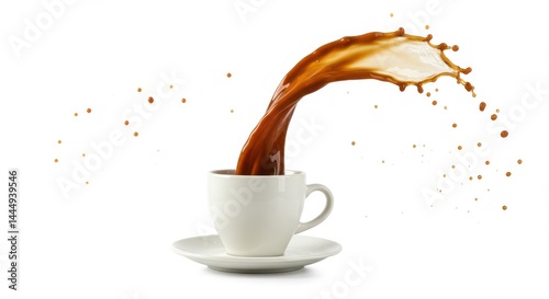 Coffee splashing from white cup