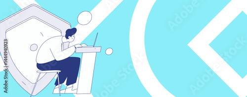 Business network security character flat vector concept operation hand drawn illustration
