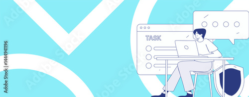 Business network security character flat vector concept operation hand drawn illustration
