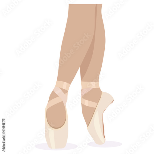 ballerina's legs in pointe shoes without background