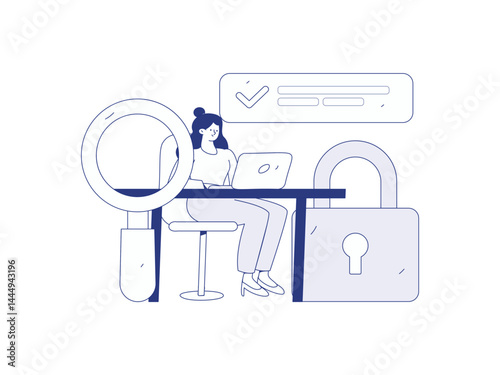Business network security character flat vector concept operation hand drawn illustration
