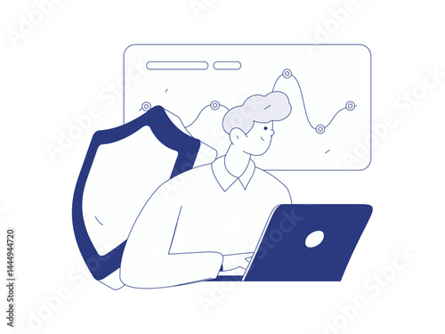 Business network security character flat vector concept operation hand drawn illustration
