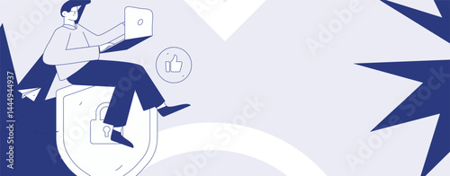 Business network security character flat vector concept operation hand drawn illustration
