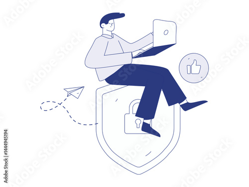 Business network security character flat vector concept operation hand drawn illustration
