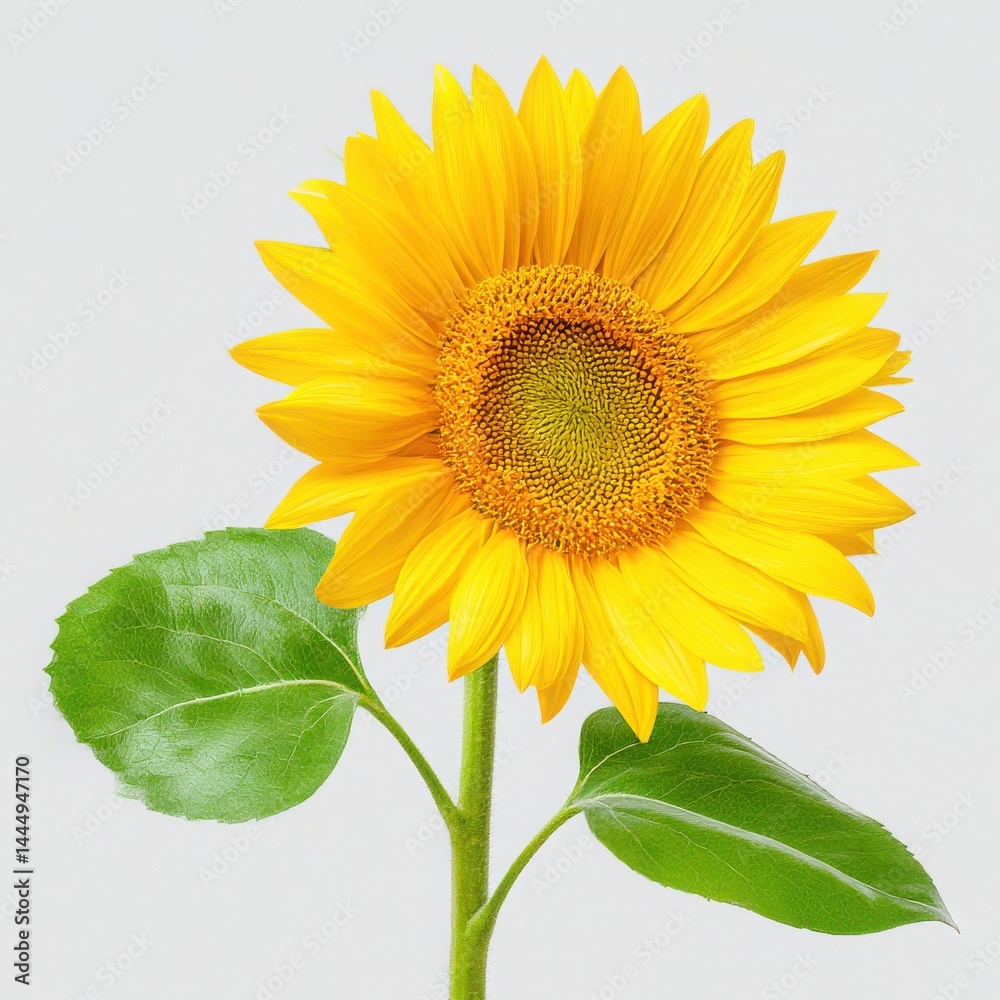 Fototapeta premium A beautiful sunflower close up on white background