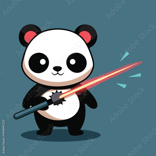 Witness the heroic adventure of a cute panda mascot wielding a laser sword to eliminate viruses. Perfect for health awareness projects, children's illustrations, and imaginative designs, this characte