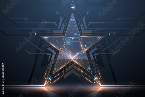 Technology star shape with glowing lines