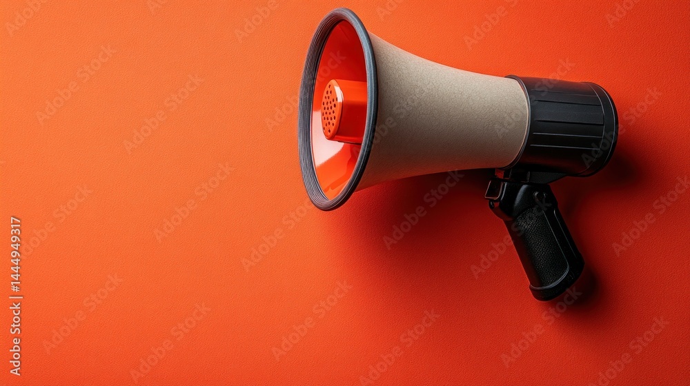 Fototapeta premium Megaphone on red background, ready to announce