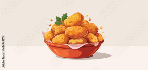 Crispy Golden Chicken Nuggets in a Bowl