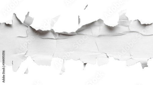 Obraz na płótnie Torn White Paper Strip with Irregular Edges Ideal for Text Overlay or Graphic Design Use for Presentations, Flyers, Business Cards, and More Creative Projects w salonie